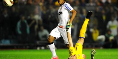 No primeiro jogo da final da Liberta, a tão lembrada cavadinha de Romarinho contra o Boca Junior...