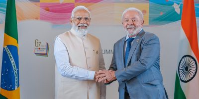Lula e o primeiro-ministro indiano, Narendra Modi, durante encontro em maio