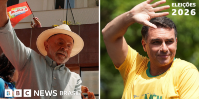 Legenda da foto, Lula e Flávio Bolsonaro fizeram últimos atos de campanha neste sábado (3/10),...