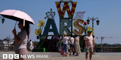 Legenda da foto, Polônia registrou temperatura recorde de 40,5°C neste domingo
