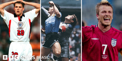 Legenda da foto, Rivalidade entre Argentina e Inglaterra é histórica no futebol, mas extrapola ...