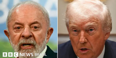 Legenda da foto, Lula e Trump conversaram por telefone durante uma hora e vinte minutos, segundo ...