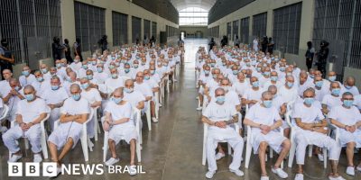 Legenda da foto, Mais de 250 dos réus estão presos no temido Cecot